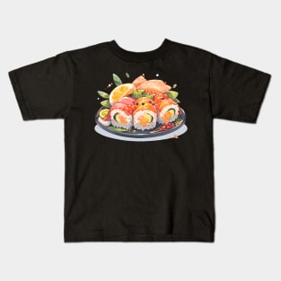 Cute Sushi Anime Food Pixel Art Kids T-Shirt